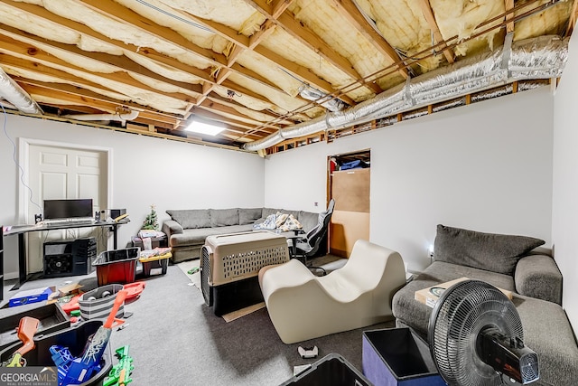 living room with carpet flooring