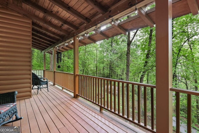 196 W Creekview Dr, Jasper, GA 30143 - wooden deck with a forest view
