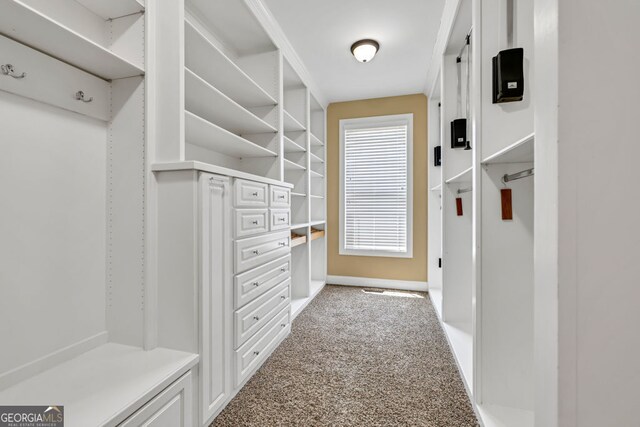 interior space featuring carpet floors and baseboards