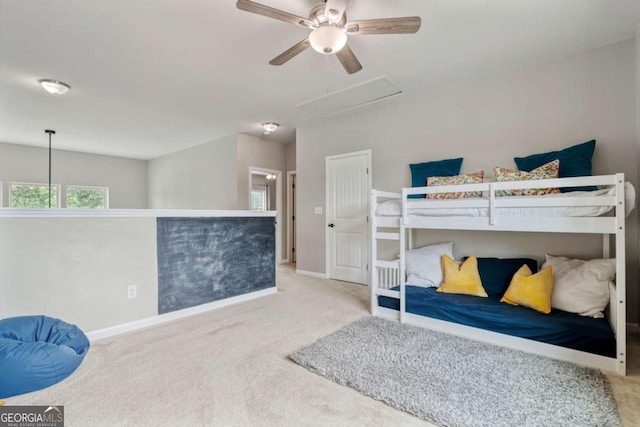 7730 Tiberon Pkwy, Cumming, GA 30028 - bedroom with carpet floors, attic access, baseboards, and ceiling fan