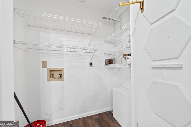 laundry area featuring hookup for an electric dryer, wood finished floors, and hookup for a washing machine