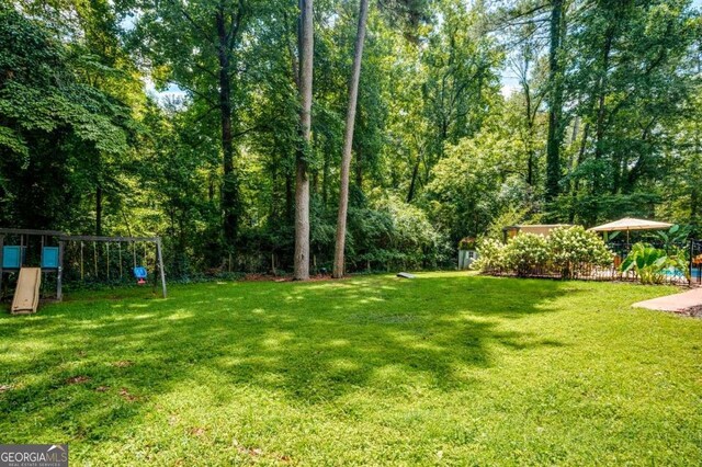 view of yard with a playground