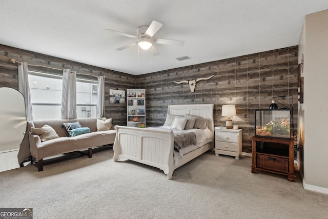 224 Pine Bluff Dr, Kingsland, GA 31548 - carpeted bedroom featuring ceiling fan and visible vents