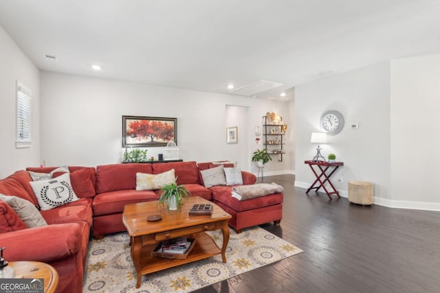 4207 N Carver Dr, Atlanta, GA 30360 - living room with recessed lighting, baseboards, visible vents, and hardwood / wood-style floors