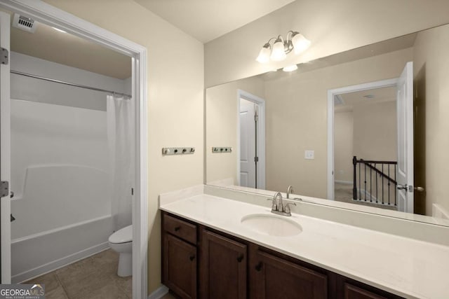 3940 Village Estates Ct, Cumming, GA 30040 - bathroom featuring vanity, tile patterned floors, and shower / tub combo with curtain