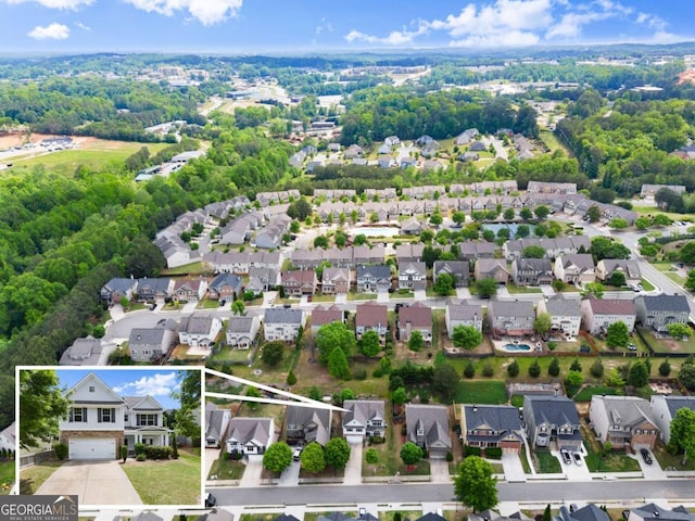 3940 Village Estates Ct, Cumming, GA 30040 - aerial perspective of suburban area featuring property parcel outlined