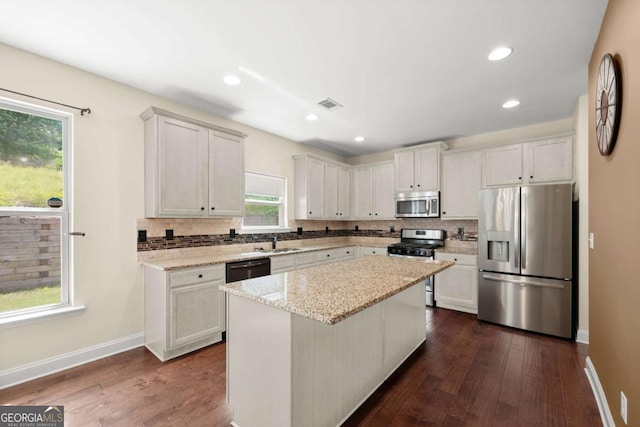 3940 Village Estates Ct, Cumming, GA 30040 - kitchen featuring stainless steel appliances, backsplash, healthy amount of natural light, and recessed lighting