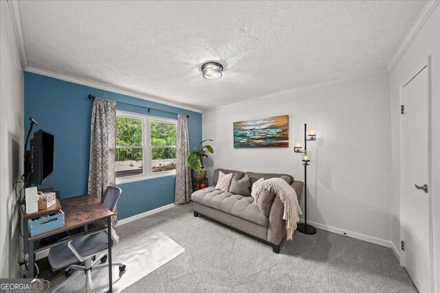 331 Lakemoore Dr NE Unit C, Atlanta, GA 30342 - carpeted office space with crown molding, baseboards, and a textured ceiling