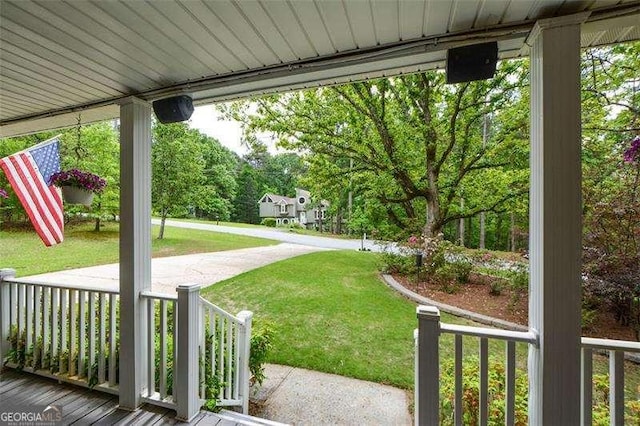view of yard with a porch