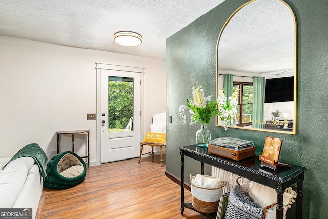 211 Phillips St, Clarkesville, GA 30523 - entrance foyer featuring a textured wall, a textured ceiling, healthy amount of natural light, wood finished floors, and baseboards