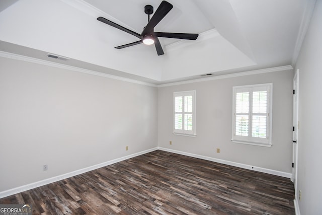 615 Woodwork Way, Roswell, GA 30076 - spare room with a ceiling fan, baseboards, dark wood finished floors, and visible vents
