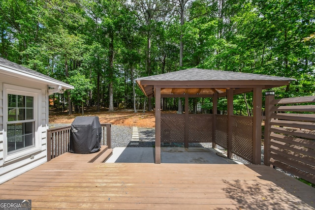 615 Woodwork Way, Roswell, GA 30076 - wooden terrace with a gazebo and a grill