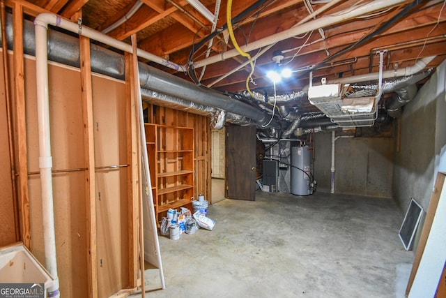 615 Woodwork Way, Roswell, GA 30076 - unfinished basement featuring water heater