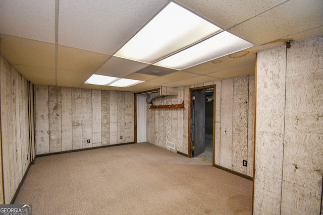 615 Woodwork Way, Roswell, GA 30076 - finished below grade area with visible vents, carpet floors, and a drop ceiling