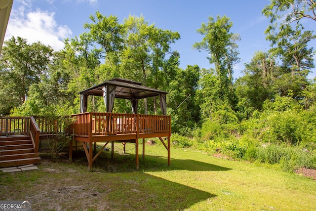 19 Live Oak Ln, Waycross, GA 31503 - view of grassy yard featuring a gazebo and a deck