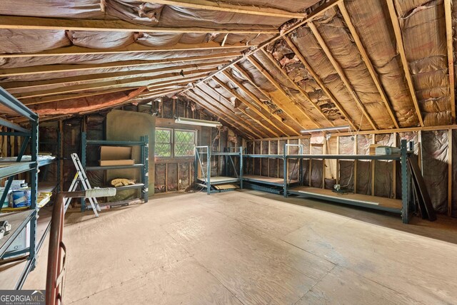 view of unfinished attic