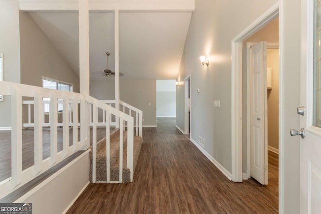 6255 Saddlewood Dr, Lithonia, GA 30058 - hall featuring wood finished floors and lofted ceiling