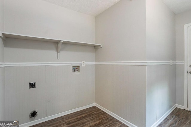 5028 Nichols Dr, Flowery Branch, GA 30542 - laundry room featuring wood finished floors, washer hookup, electric dryer hookup, and a wainscoted wall