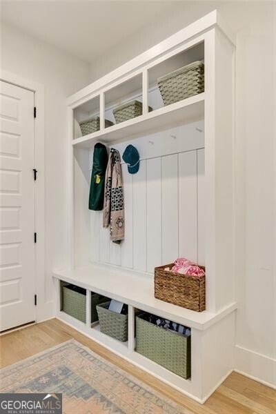 mudroom with light wood-type flooring