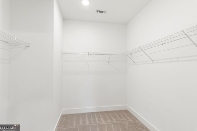 spacious closet with visible vents and carpet