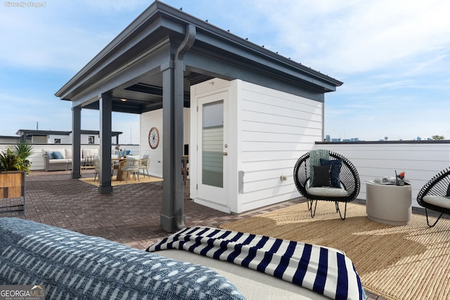 view of patio featuring outdoor dining area