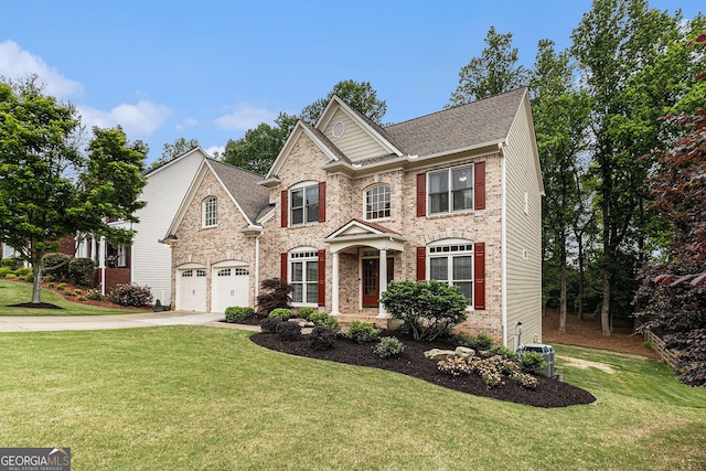 139 Ardsley Run, Canton, GA 30115 - view of front of property with driveway, brick siding, a garage, and a front lawn