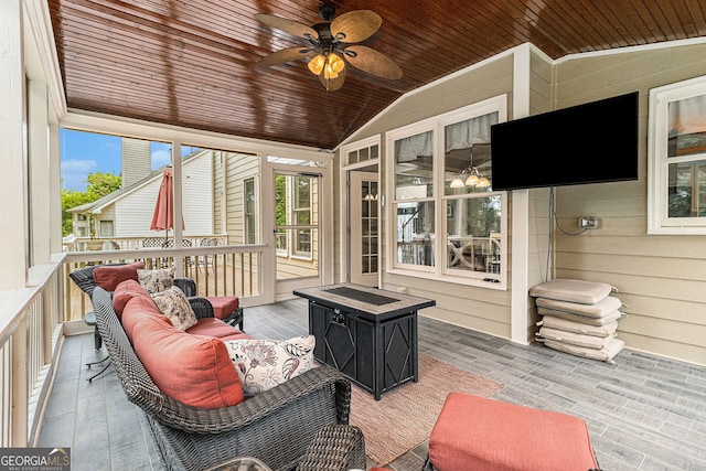 139 Ardsley Run, Canton, GA 30115 - sunroom / solarium with lofted ceiling, outdoor lounge area, plenty of natural light, and ceiling fan