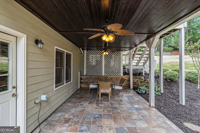 139 Ardsley Run, Canton, GA 30115 - view of patio / terrace with stairs and ceiling fan