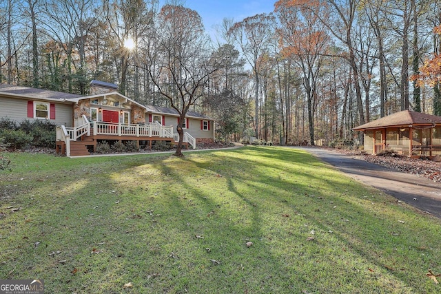 337 Andrew Bailey Rd, Sharpsburg, GA 30277 - view of grassy yard with a gazebo, a deck, and driveway