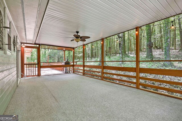 337 Andrew Bailey Rd, Sharpsburg, GA 30277 - unfurnished sunroom featuring ceiling fan