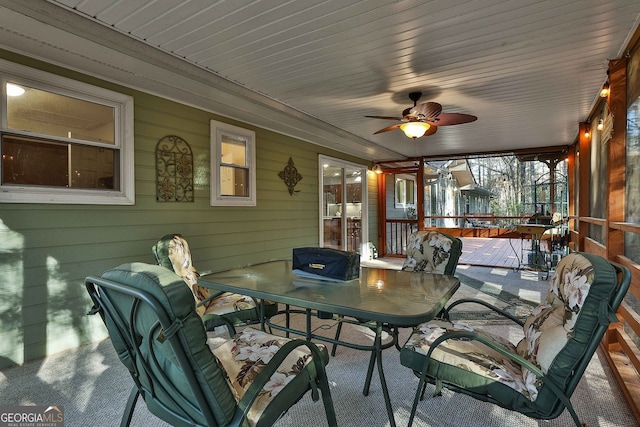 337 Andrew Bailey Rd, Sharpsburg, GA 30277 - sunroom with ceiling fan and outdoor dining space