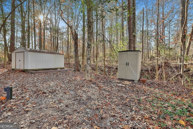337 Andrew Bailey Rd, Sharpsburg, GA 30277 - view of yard featuring a storage shed