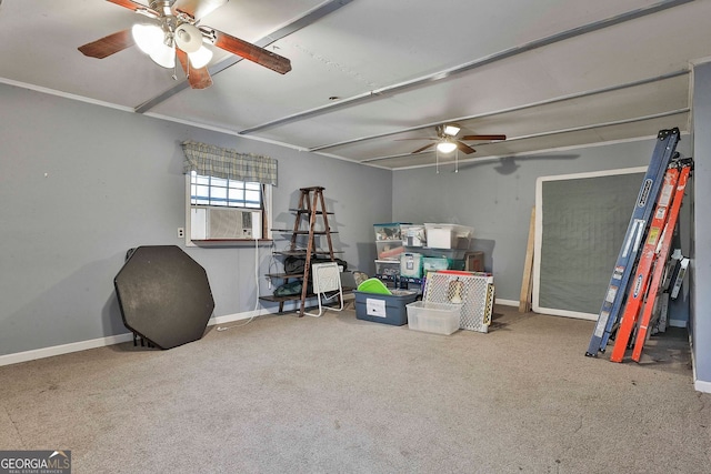 337 Andrew Bailey Rd, Sharpsburg, GA 30277 - miscellaneous room with a ceiling fan and carpet floors