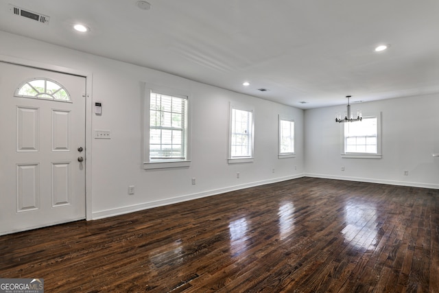 2195 Penelope St NW, Atlanta, GA 30314 - entrance foyer featuring a chandelier, healthy amount of natural light, dark wood finished floors, and recessed lighting