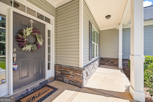160 Evans Dr, Bogart, GA 30622 - property entrance featuring a porch and stone siding