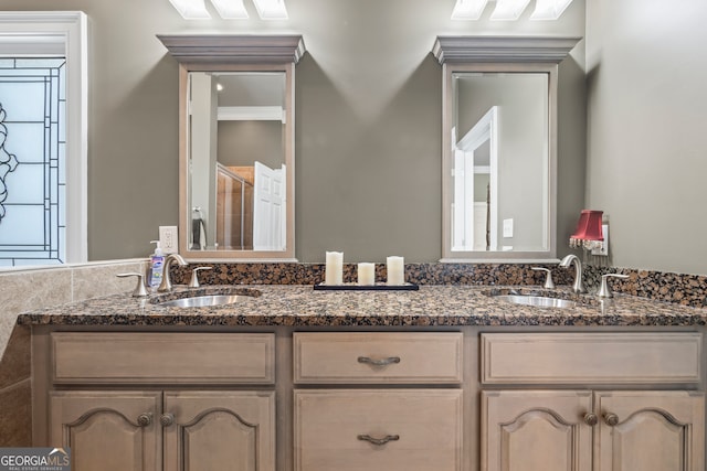 160 Evans Dr, Bogart, GA 30622 - bathroom featuring double vanity and a shower with shower door