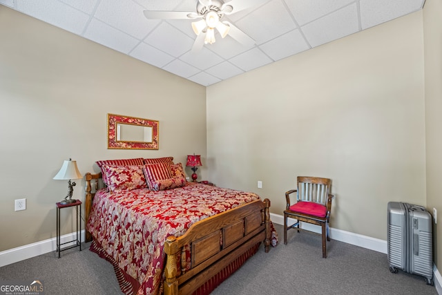 160 Evans Dr, Bogart, GA 30622 - bedroom featuring carpet flooring, a paneled ceiling, baseboards, and ceiling fan