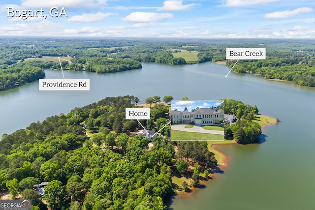 160 Evans Dr, Bogart, GA 30622 - view of property location featuring a heavily wooded area, a nearby body of water, and property parcel outlined
