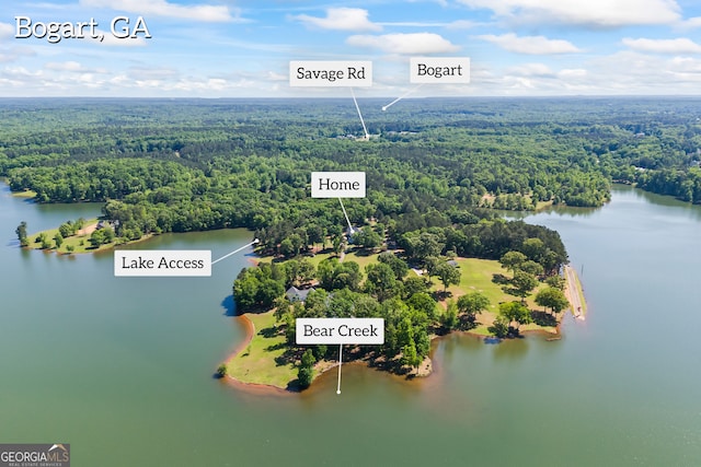 160 Evans Dr, Bogart, GA 30622 - aerial view of a heavily wooded area and a large body of water