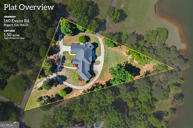 160 Evans Dr, Bogart, GA 30622 - aerial overview of property's location with property boundaries highlighted