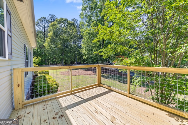 160 Evans Dr, Bogart, GA 30622 - wooden deck with view of wooded area