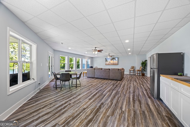 160 Evans Dr, Bogart, GA 30622 - living room with dark wood-style flooring, recessed lighting, baseboards, and a ceiling fan