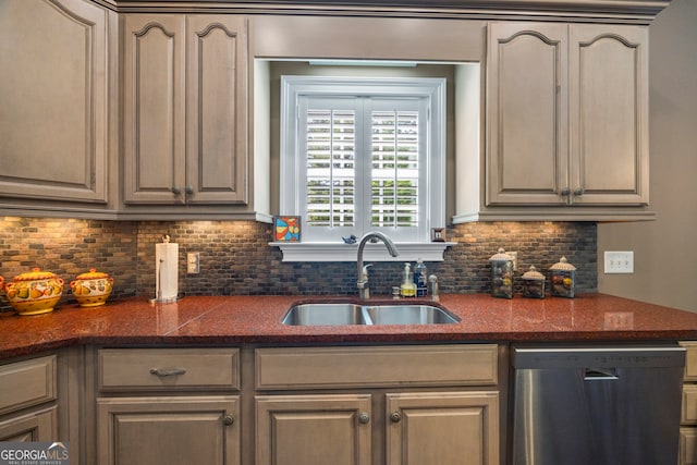 160 Evans Dr, Bogart, GA 30622 - kitchen with stainless steel dishwasher, a sink, and backsplash