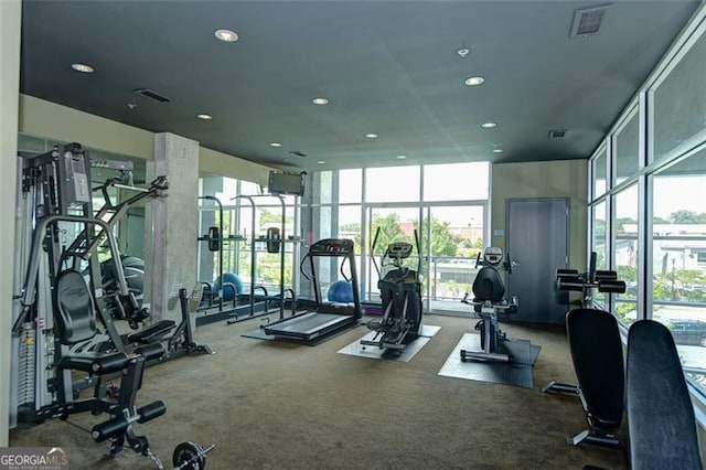 195 Arizona Ave Unit 104, Atlanta, GA 30307 - workout area featuring plenty of natural light, recessed lighting, and visible vents