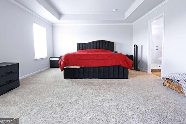125 Leveret Rd, Locust Grove, GA 30248 - bedroom featuring a raised ceiling, carpet floors, baseboards, and ensuite bath
