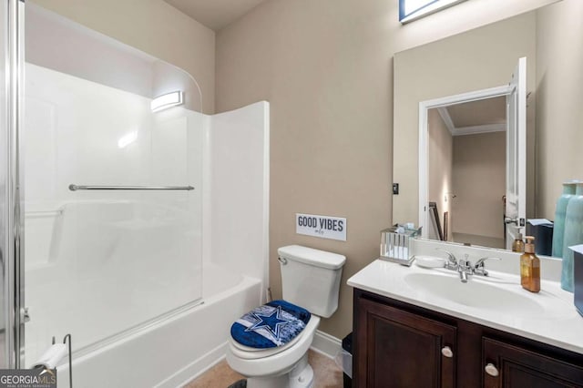 3755 Lake Haven Way, Atlanta, GA 30349 - full bath with toilet, vanity, baseboards, shower / washtub combination, and tile patterned flooring