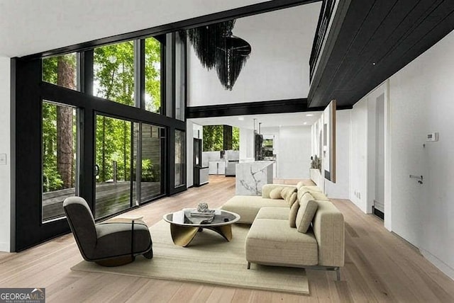 5020 Vallo Vista Ct, Atlanta, GA 30342 - living room with a high ceiling and wood finished floors