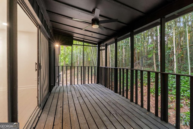 5020 Vallo Vista Ct, Atlanta, GA 30342 - unfurnished sunroom with a ceiling fan
