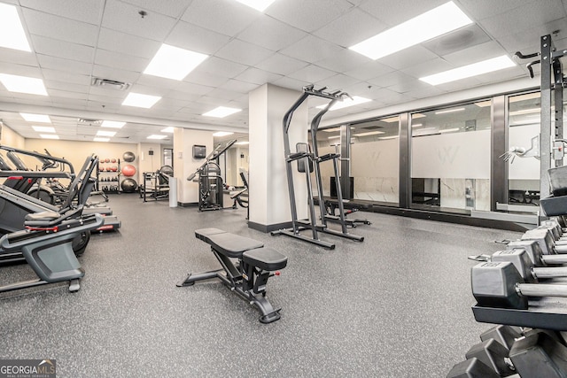 620 Peachtree St NE Unit 601, Atlanta, GA 30308 - exercise room with visible vents and a drop ceiling
