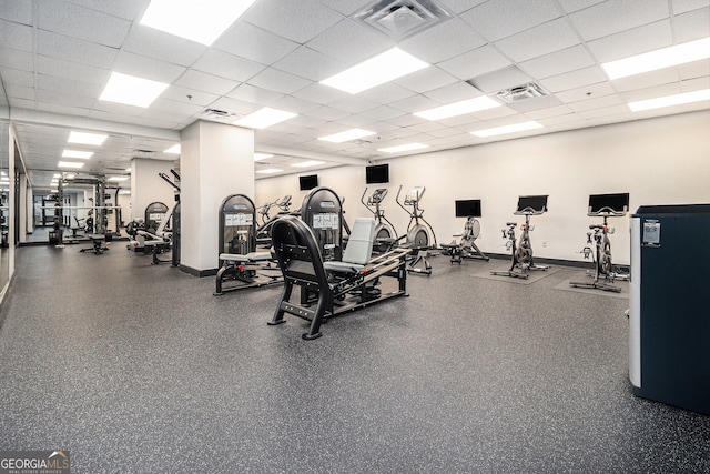 620 Peachtree St NE Unit 601, Atlanta, GA 30308 - exercise room with baseboards, a paneled ceiling, and visible vents